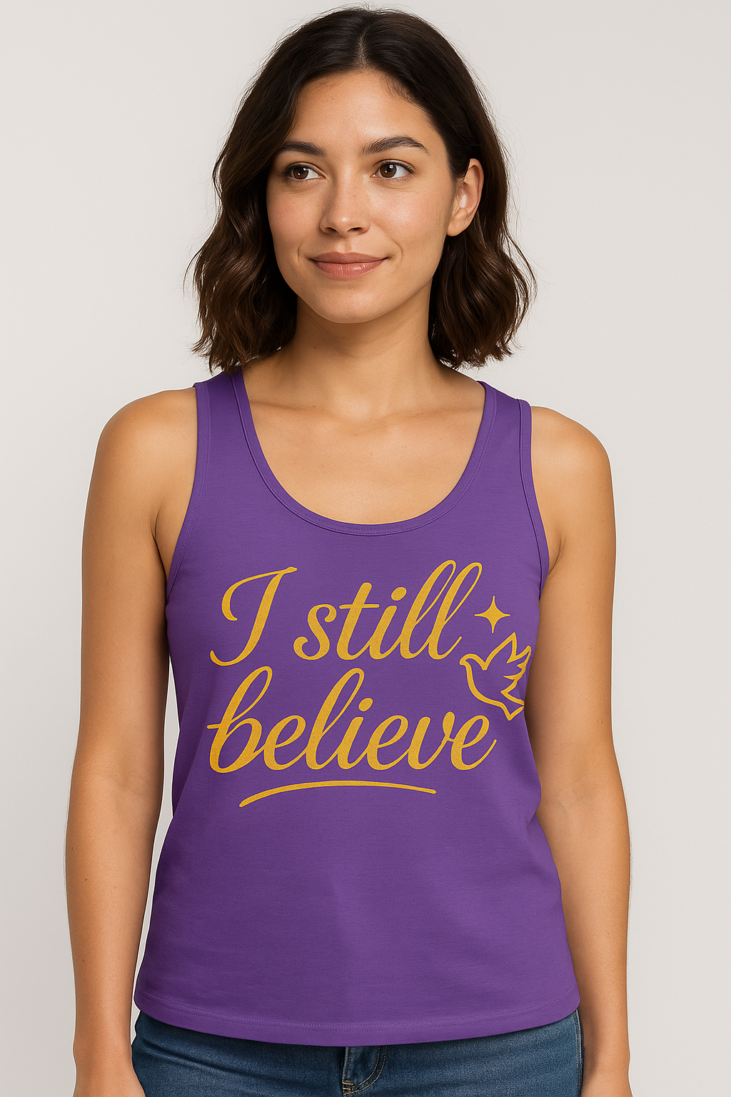 Custom | Women's Ribbed Tank Top in White/Multi-Color | Size /S/M/L/XL