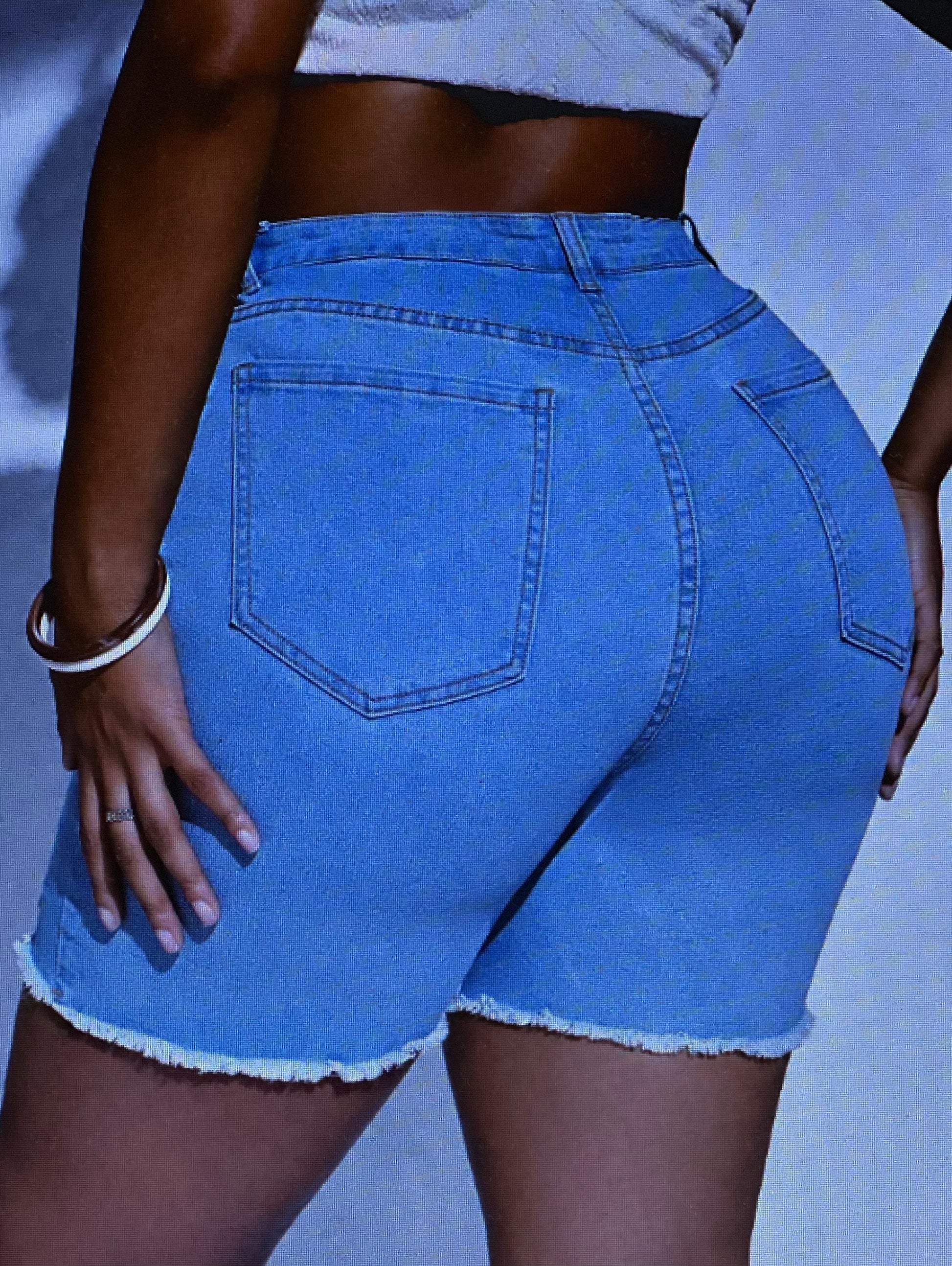 Chic Chicks Women High Waist Ripped Raw Hem Denim Shorts Summer Outfits