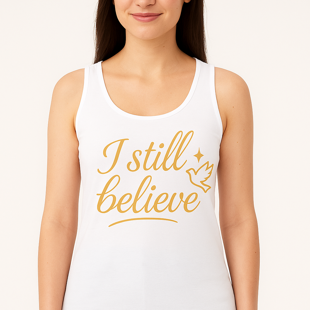 Custom | Women's Ribbed Tank Top in White/Multi-Color | Size /S/M/L/XL