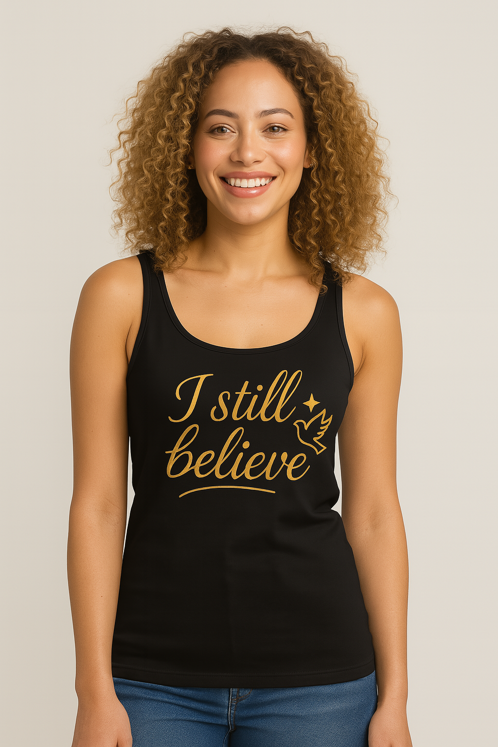 Custom | Women's Ribbed Tank Top in White/Multi-Color | Size /S/M/L/XL