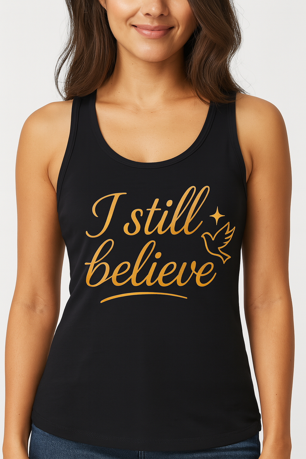 Custom | Women's Ribbed Tank Top in White/Multi-Color | Size /S/M/L/XL