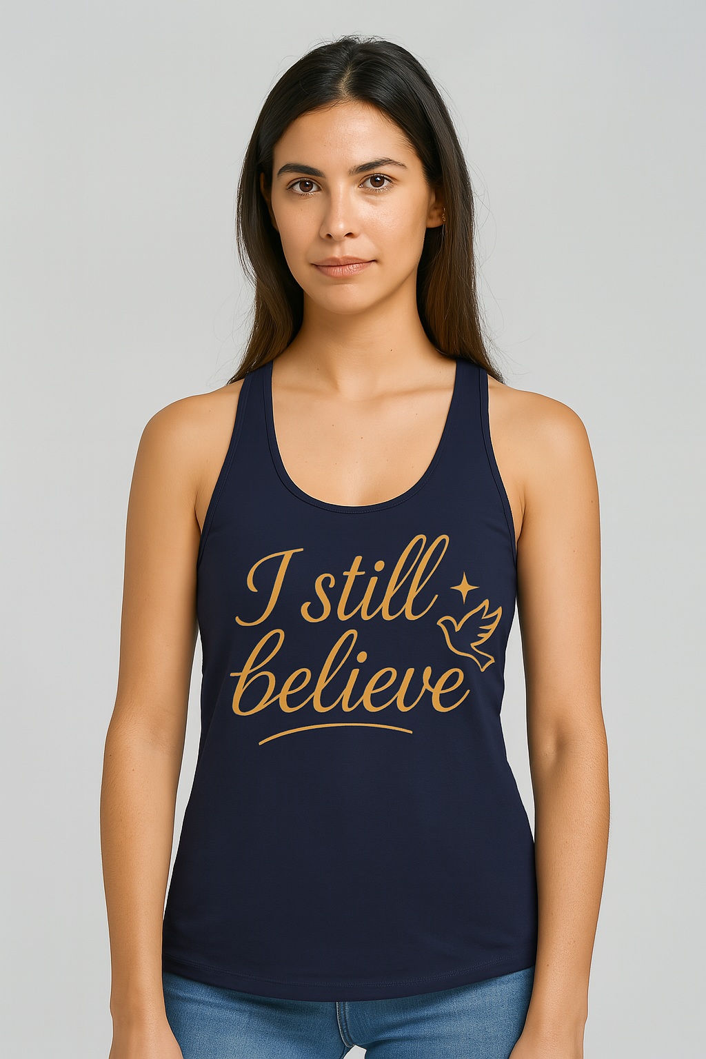 Custom | Women's Ribbed Tank Top in White/Multi-Color | Size /S/M/L/XL