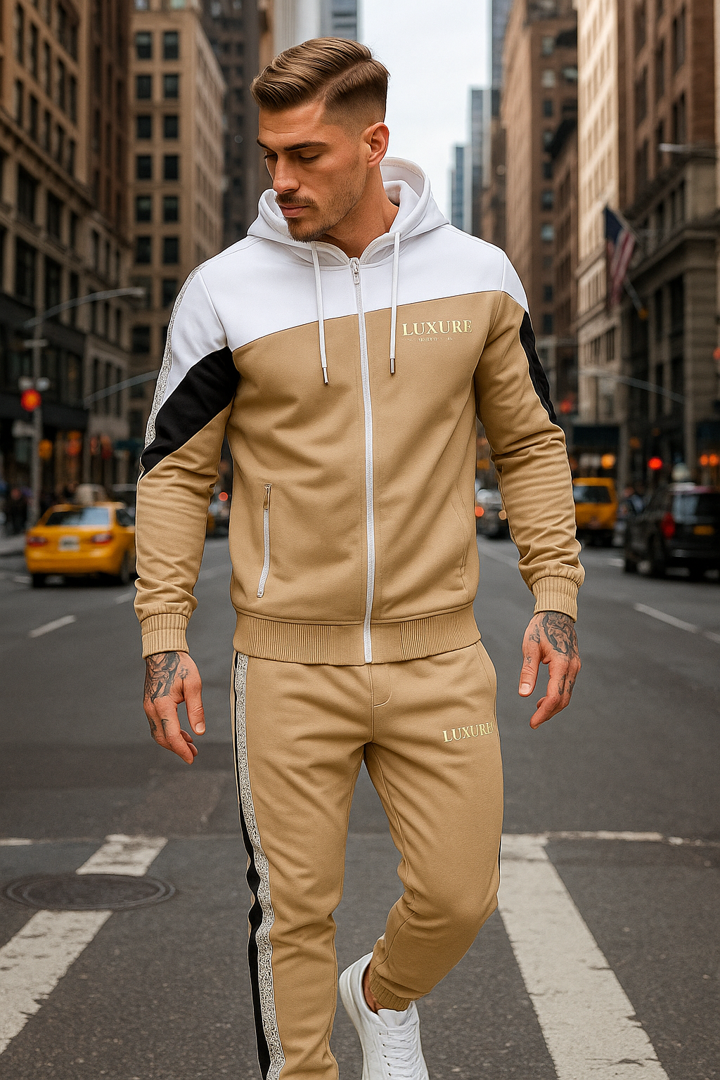 Luxure Men's Tracksuit 2 Piece Sets Long Sleeve Slim Fit Casual