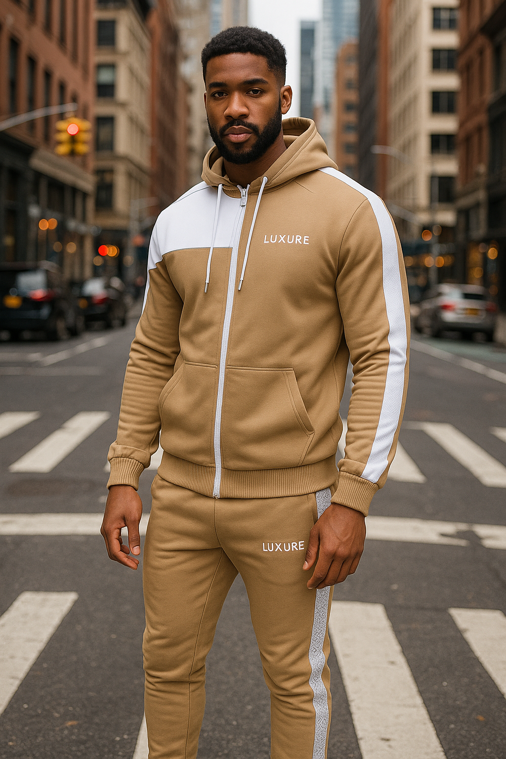 Luxure Men's Tracksuit 2 Piece Sets Long Sleeve Slim Fit Casual