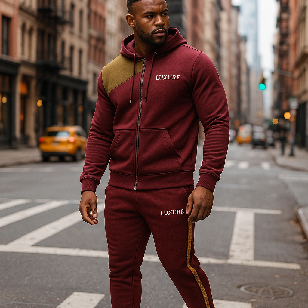 Luxure Men's Tracksuit 2 Piece Sets Long Sleeve Slim Fit Casual