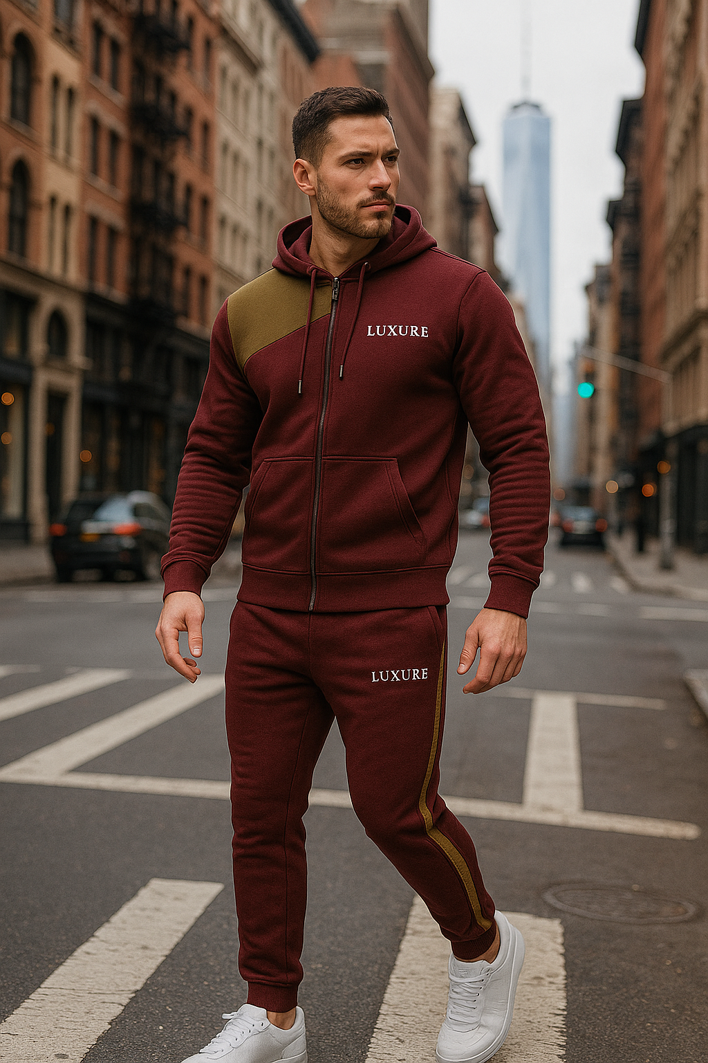 Luxure Men's Tracksuit 2 Piece Sets Long Sleeve Slim Fit Casual