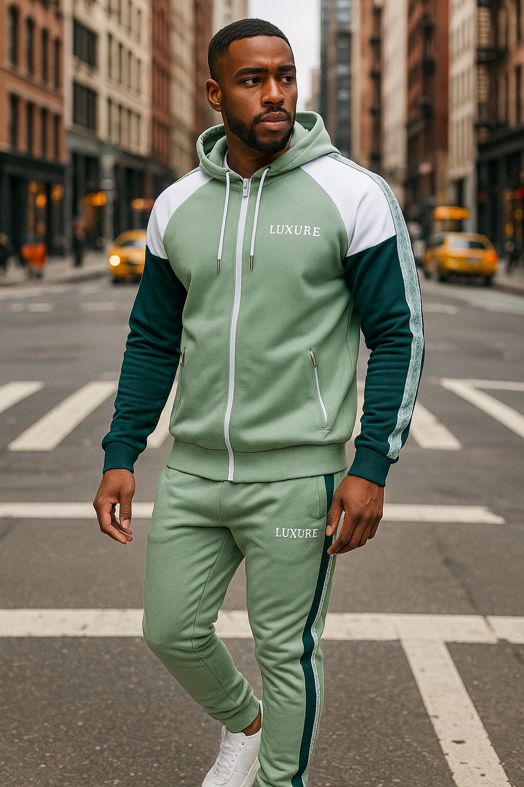 Luxure Men's Tracksuit 2 Piece Sets Long Sleeve Slim Fit Casual