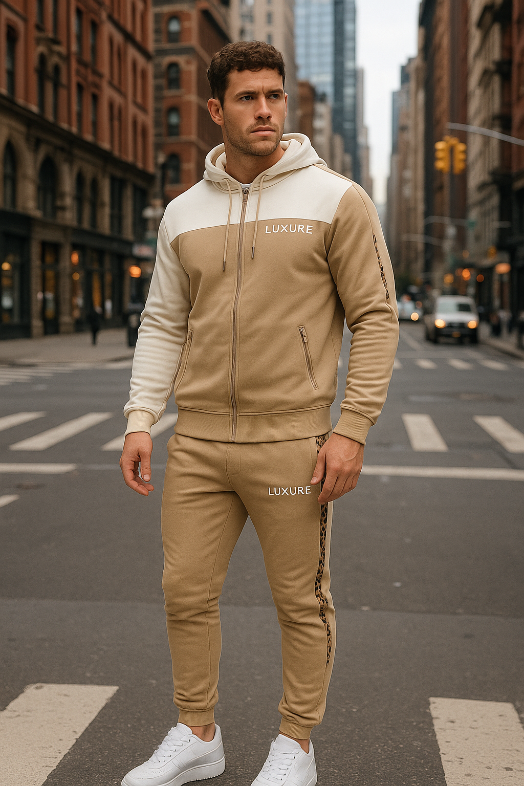 Luxure Men's Tracksuit 2 Piece Sets Long Sleeve Slim Fit Casual