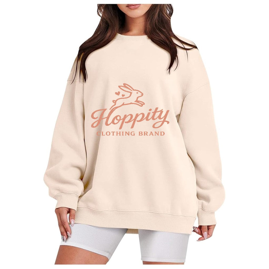 Hoppity Brand Women's Long Sleeve V-Neck Pullover Henley Sweatshirt with Hoody