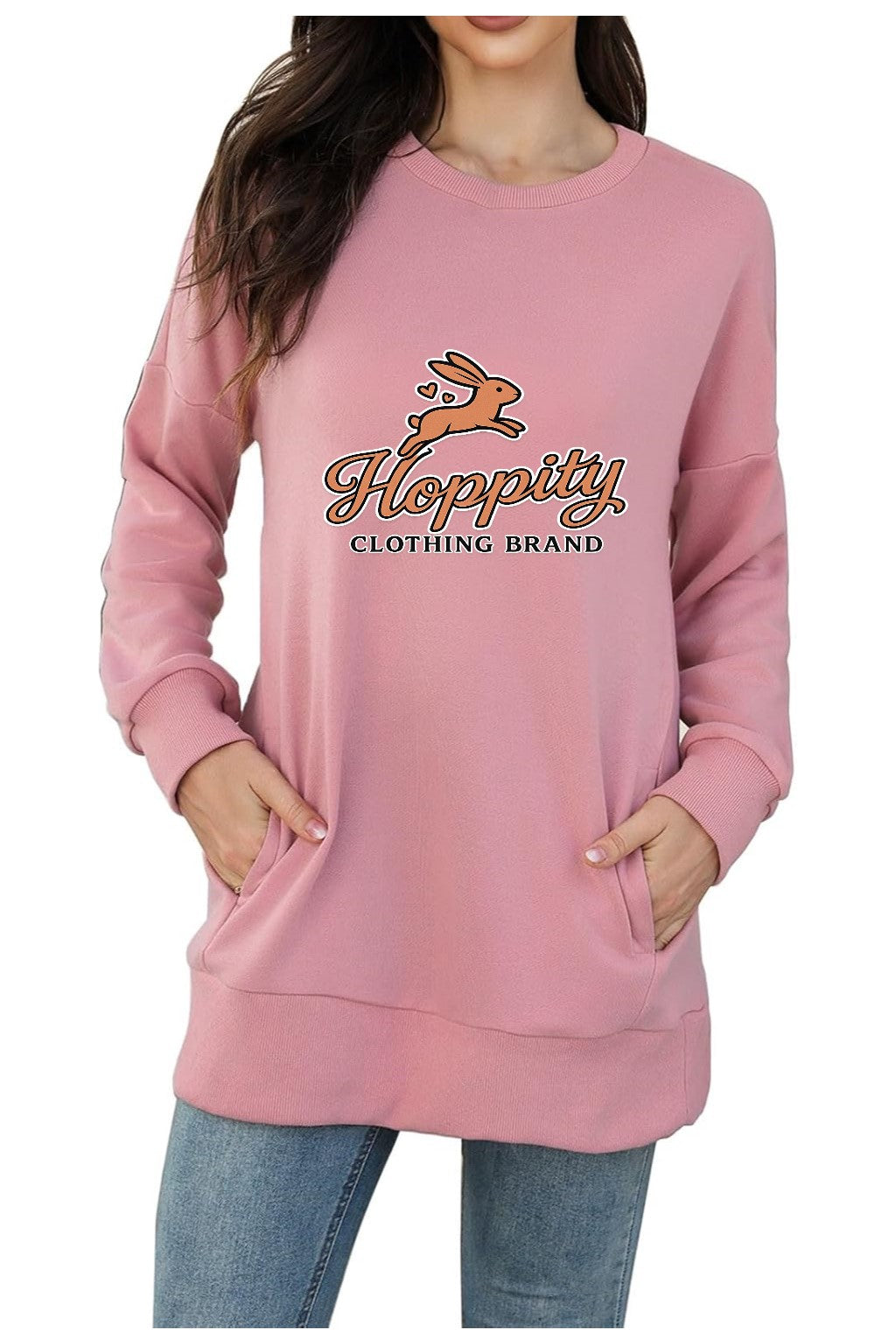 Hoppity Brand Women's Long Sleeve V-Neck Pullover Henley Sweatshirt with Hoody