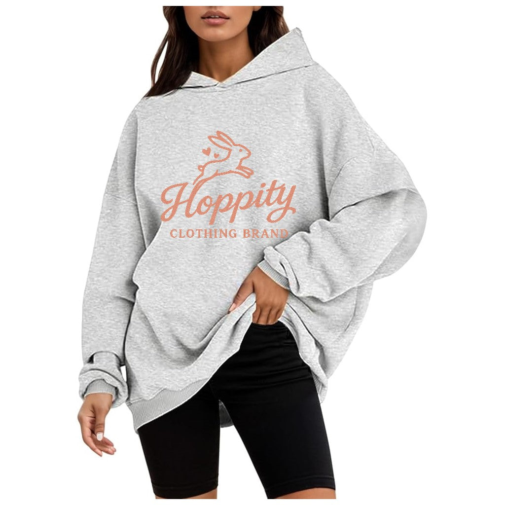 Hoppity Brand Women's Long Sleeve V-Neck Pullover Henley Sweatshirt with Hoody